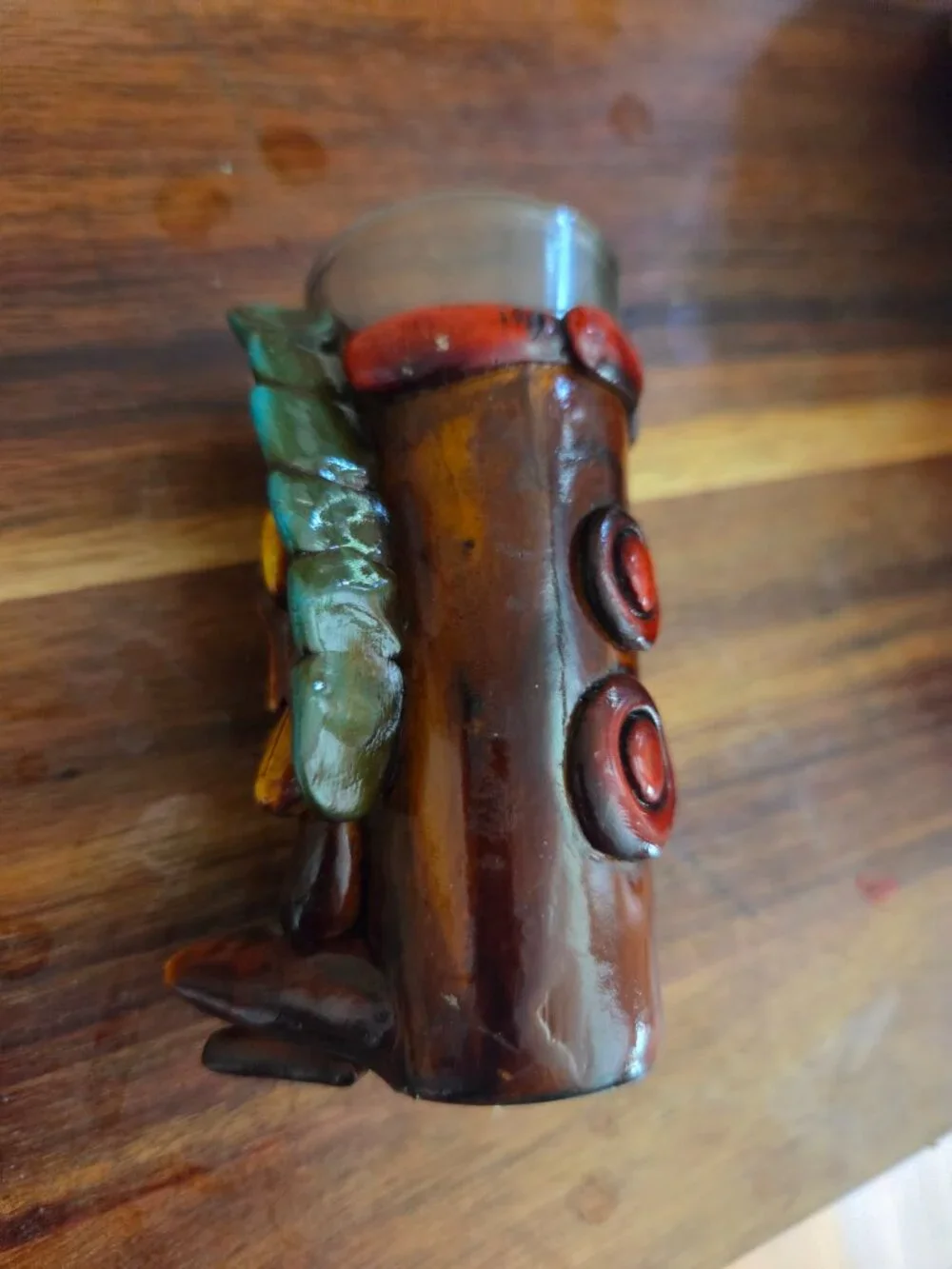 aztec or mayan mexican warrior shotglass resin feathered headress